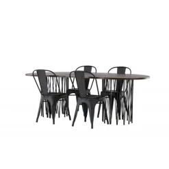 Spisebordssæt Stone med Tempe stole - Sort og Mocca