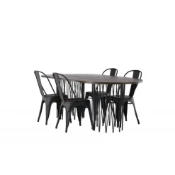 Spisebordssæt Stone med Tempe stole - Sort og Mocca