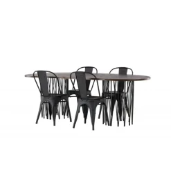 Spisebordssæt Stone med Tempe stole - Sort og Mocca