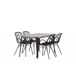 Spisebordssæt Tempe med Spisebordsstole Dyron - Sort og Valnød