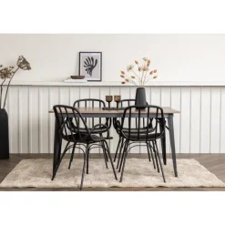 Spisebordssæt Tempe med Spisebordsstole Dyron - Sort og Valnød