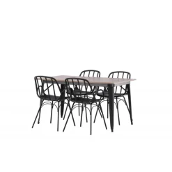 Spisebordssæt Tempe med Spisebordsstole Dyron - Sort og Valnød