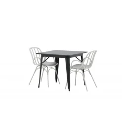 Spisebordssæt Tempe med Spisebordsstole Dyron - Sort og Gråbeige