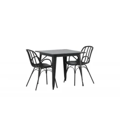 Spisebordssæt Tempe med Spisebordsstole Dyron - Sort