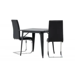 Spisebordssæt Tempe med Spisebordsstole Tempo - Sort