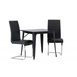 Spisebordssæt Tempe med Spisebordsstole Tempo - Sort