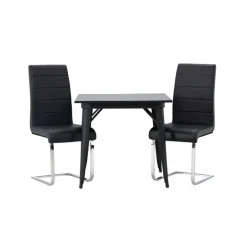 Spisebordssæt Tempe med Spisebordsstole Tempo - Sort