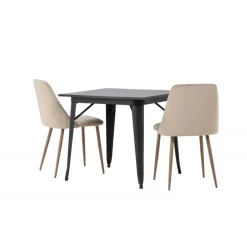 Spisebordssæt Tempe med Spisebordsstole Night - Sort og Brun