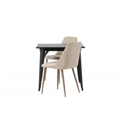 Spisebordssæt Tempe med Spisebordsstole Night - Sort og Brun