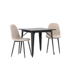 Spisebordssæt Tempe med Spisebordsstole Polar - Beige og Sort