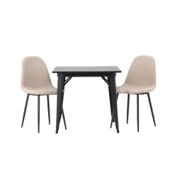 Spisebordssæt Tempe med Spisebordsstole Polar - Beige og Sort