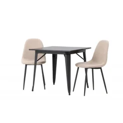 Spisebordssæt Tempe med Spisebordsstole Polar - Beige og Sort