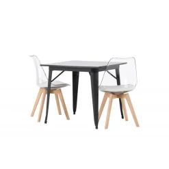 Spisebordssæt Tempe med Spisebordsstole Edvin - Sort og Transparent