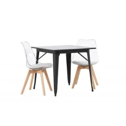 Spisebordssæt Tempe med Spisebordsstole Edvin - Sort og Transparent
