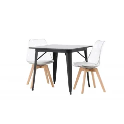 Spisebordssæt Tempe med Spisebordsstole Edvin - Sort og Transparent