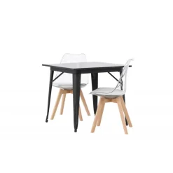 Spisebordssæt Tempe med Spisebordsstole Edvin - Sort og Transparent