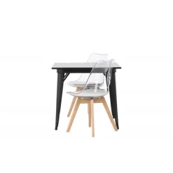 Spisebordssæt Tempe med Spisebordsstole Edvin - Sort og Transparent