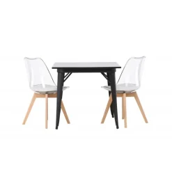 Spisebordssæt Tempe med Spisebordsstole Edvin - Sort og Transparent