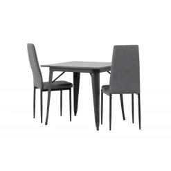 Spisebordssæt Tempe med Spisebordsstole Petra - Sort og Mørkegrå