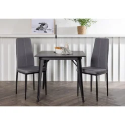 Spisebordssæt Tempe med Spisebordsstole Petra - Sort og Mørkegrå