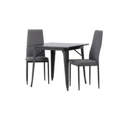 Spisebordssæt Tempe med Spisebordsstole Petra - Sort og Mørkegrå
