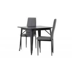 Spisebordssæt Tempe med Spisebordsstole Petra - Sort og Mørkegrå
