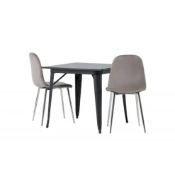 Spisebordssæt Tempe med Spisebordsstolene Eva - Sort og Lysegrå