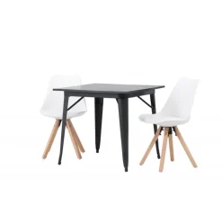 Spisebordssæt Tempe med Zeno Spisebordsstole - Sort og Hvid