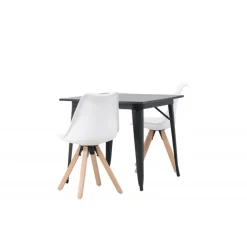 Spisebordssæt Tempe med Zeno Spisebordsstole - Sort og Hvid