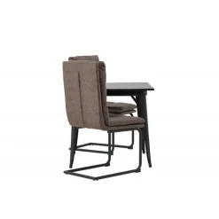 Spisebordssæt Tempe med Zizo Spisebordsstole - Sort og Brun