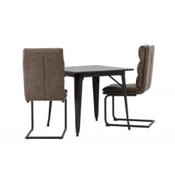 Spisebordssæt Tempe med Zizo Spisebordsstole - Sort og Brun