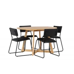 Spisebordssæt Yadikon med stole Kenth - Sort og Brun