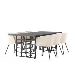 Spisebordssæt Ystad med Berit Spisebordsstole - Beige og Sort