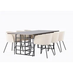 Spisebordssæt Ystad med Berit Spisebordsstole - Beige og Mocca