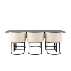 Spisebordssæt Ystad med Spisebordsstole Simrishamn - Beige og Sort