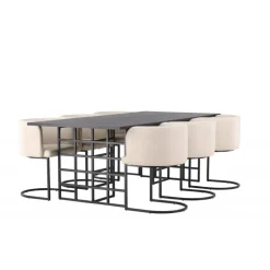 Spisebordssæt Ystad med Spisebordsstole Simrishamn - Beige og Sort