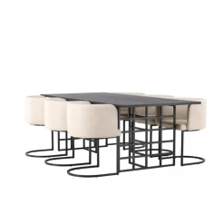 Spisebordssæt Ystad med Spisebordsstole Simrishamn - Beige og Sort