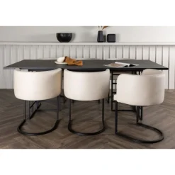 Spisebordssæt Ystad med Spisebordsstole Simrishamn - Beige og Sort