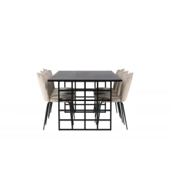 Spisebordssæt Ystad med Spisebordsstole Limhamn - Beige og Sort