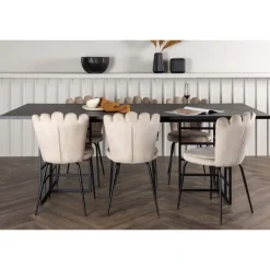 Spisebordssæt Ystad med Spisebordsstole Limhamn - Beige og Sort