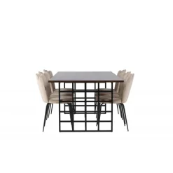 Spisebordssæt Ystad med Spisebordsstole Limhamn - Beige og Mocca