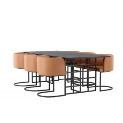 Spisebordssæt Ystad med Spisebordsstole Simrishamn - Sort og Brun