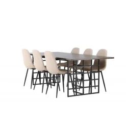 Spisebordssæt Ystad med Spisebordsstolene Polar - Beige og Mocca