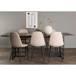 Spisebordssæt Ystad med Spisebordsstolene Polar - Beige og Mocca