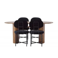 Spisestuesæt Isolde med stole Stella - Sort og Natur