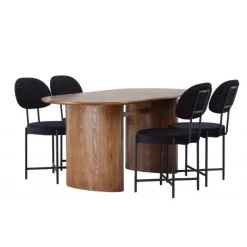 Spisestuesæt Isolde med stole Stella - Sort og Natur