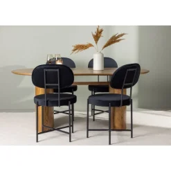 Spisestuesæt Isolde med stole Stella - Sort og Natur