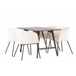 Spisestuesæt Kaseindon med Berit Spisebordsstole - Beige og Mørkebrun