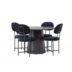 Spisestuesæt Lanzo med stole Stella - Sort