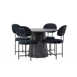 Spisestuesæt Lanzo med stole Stella - Sort